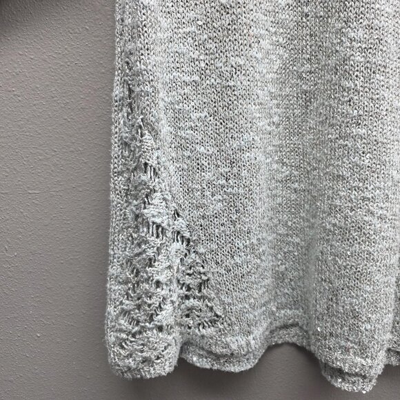 Maurices Sweater Womens 2XL Gray Silver Open Knit Crochet Lace Yoke Pullover - Picture 4 of 11